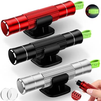 smosun Safehammer - Upgraded Safe Hammer Glass Breaker Under Water, Car Hammer Seatbelt Cutter Window Breaker Emergency Escape Tool, Safehammer Glass Breaker for New Cars (3PCS Red & Black & Silver)