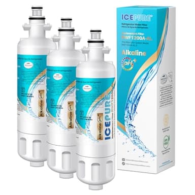 ICEPURE Alkaline ADQ36006101 Refrigerator Water Filter Replacement for LG LT700P, Kenmore Elite 46-9690, FML-3, ADQ36006102, RWF1052, CLCH106, RWF1200A, LFX28968ST, LFXS29626S, Enhances PH, 3Pack