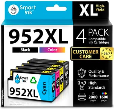 Smart Ink Compatible Ink Cartridges Replacement for HP 952XL 952 XL 4 Combo Pack (Black, Cyan/Magenta/Yellow) to use with HP OfficeJet Pro 8710 7740 8720 8715 8210 8703 OfficeJet 8702 Printers