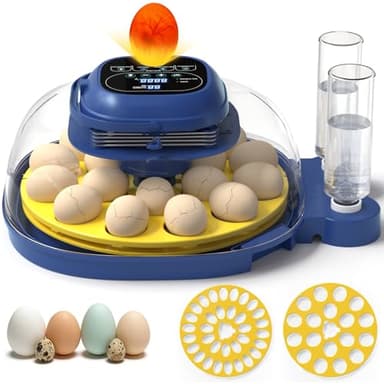 18-33 Egg Incubator for Hatching Eggs, Automatic Egg Turning, Egg Candler, Temperature/Humidity Control, Incubator for Hatching Chicken, Quail, Duck Eggs, 360° Clear View for Home, Classroom, Farm