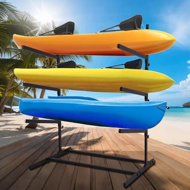 Asunrise Kayak Storage Rack, Heavy Duty Kayak Racks for Garage and Outdoor Storage, Storage Rack for Kayak, Canoe, Surfboard & Paddleboard-3 Levels