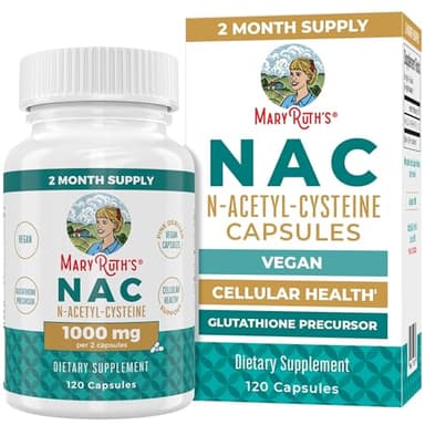 MaryRuth's NAC Supplement N-Acetyl Cysteine | 2 Month Supply | NAC 1000mg per Serving | Vegan Capsules | Gluthamine Precursor | Amino Acid | Non-GMO | Gluten Free | 120 Count | 60 Servings