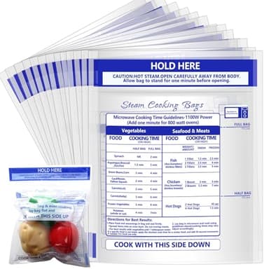 50 Pcs Zipper Steam Bags Reusable Microwave Steamer Cooking Bags Frozen Food Microwave Steam Bag for Vegetables Potatoes Meat (50)