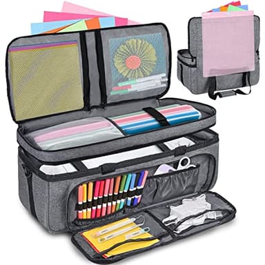 IMAGINING Carrying Case for Cricut Maker 3, Maker 4, Double-Layer Machine Bag with Cover for Cricut Explore 4, Explore 3, Explore Air 2, Storage Organizer for Cricut Accessories and Tools