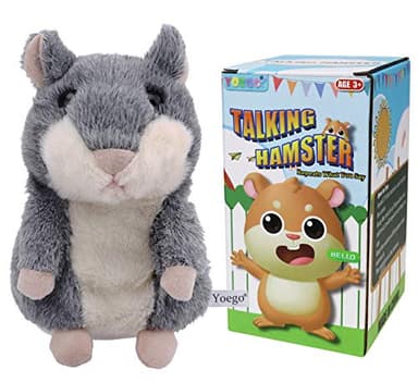 YOEGO Talking Hamster Repeats What You Say Interactive Stuffed Plush Animal Talking Toy,Perfect Toy Gifts for Boys Girls Age 3+ (Gray)