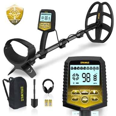 SAKOBS Metal Detector for Adults Professional - 2.7 lbs Lightweight Foldable Gold Finder with 11" IP68 Waterproof DD Coil, Upgraded DSP Chip for 12.8" Depth and 9 Target Types for Beach/Gold Hunting