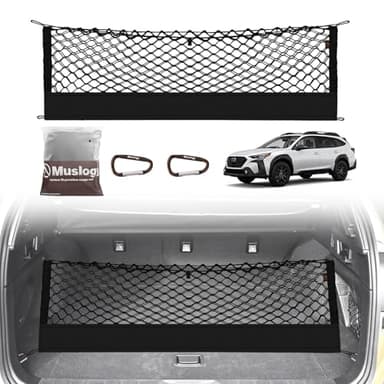 Muslogy Truck Bed Cargo Net Trunk Netting Compatible with 2015-2025 2026 Outback Accessories, Pickup Cargo Organizer SUV Sedan Storage Net w/Heavy Duty Carabiners