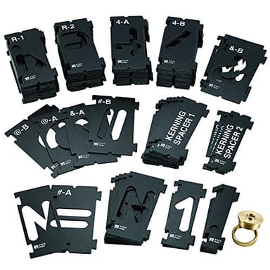 Rockler Router Letter Template Set (1-1/2”H - 99 Pieces) – State Park Font Letter Router Template – Interlocking Sign Making Templates w/Letters, Numbers, & More - Interlock Signmaker's Templates