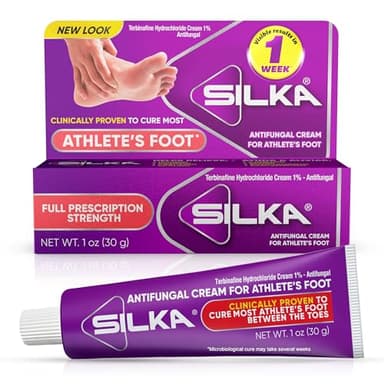SILKA Anti-Fungal Cream, Clinical Anti-Fungus Foot Treatment, Jock Itch & Ringworm Remedy, Maximum Strength, Fast-Acting Relief from Itching & Burning, 1 Oz