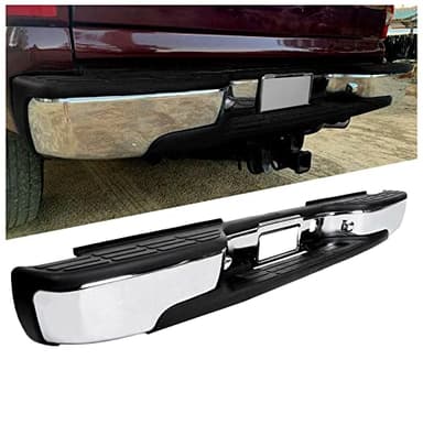 KUAFU Rear Step Bumper Compatible with 1999-2007 Chevy Chevrolet Silverado GMC Sierra 2500 HD 3500 Truck Chrome Steel Replacement for GM1103129 12473000 GM1103141 GM1191121