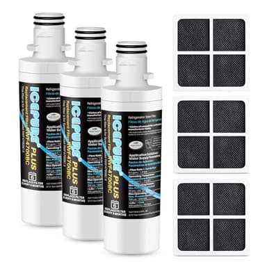 ICEPURE PLUS ADQ747935 NSF/ANSI 53 Certified Replacement for LG LT1000P MDJ64844601, Kenmore Elite 9980, LT1000PC ADQ74793501 LT1000 RWF4700A RWF4700AB Refrigerator Water and LT120F Air Filter,3Combo