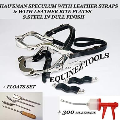 Equinez Tools Equine Dental Kit Set – Horse Mouth Gag Speculum, Stainless Steel Dental Float Set, 300ml Dose Syringe – Veterinary Horse Dentistry Tools