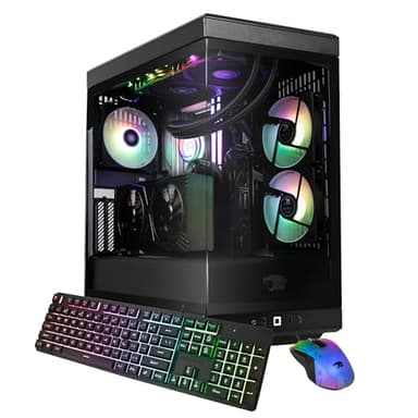 iBUYPOWER Y40 PRO Black Gaming PC Desktop Computer AMD Ryzen 7 7800X3D CPU, NVIDIA GeForce RTX 5070 12GB GPU, 32GB DDR5 RGB 5200MHz RAM, 2TB NVMe SSD, Windows 11 Home, Keyboard, Mouse - Y40BA7N5702