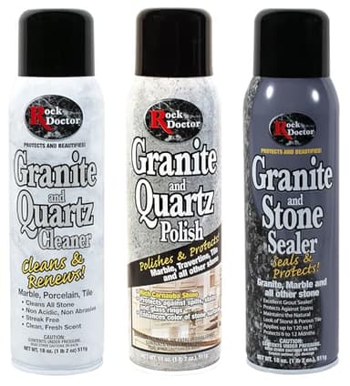 Rock Doctor Granite & Quartz Care Kit, 3 Piece Maintenance Stone Care Combo Kit – Cleans & Renews Marbel, Travertine, Tile and All Other Stone, Fresh, Pack of 3, 54.0 Ounce