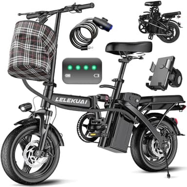 Electric Bike for Adults Teens, Folding E-Bike,Commuter City Foldable ebike with 560W Motor 48V 10Ah Battery, 24MPH 3-Level Pedal Assist, Dual Disc Brakes,14" Compact Electric Bicycle with Pedals