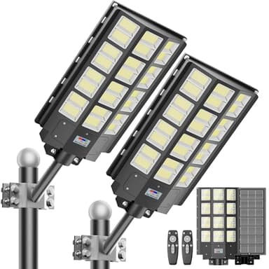 8000W Solar Street Light Outdoor Waterproof, 240000LM Solar Powered Parking Lot Lights Large Street Light Dusk to Dawn with Motion Sensor, LED Flood Light Wide Angle Lamp for Patio and Parkling Lot