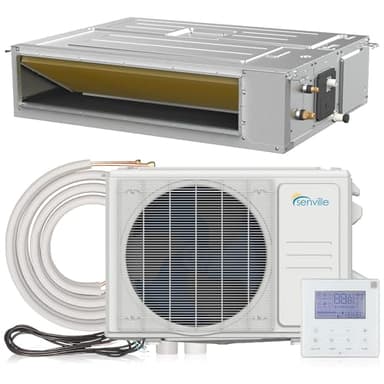 Senville 18,000 BTU Ducted Mini Split AC/Heating System, Concealed Duct, Built-in Water Pump, Wall Thermostat, 16 Ft. Installation Kit
