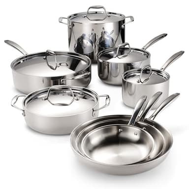 Tramontina Signature Tri-Ply Clad Stainless Steel 13-Piece Cookware Set with Lids, Pots and Pans Kitchen Set, Induction-Ready, Dishwasher-Safe, NSF-Certified