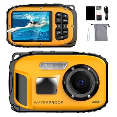 Underwater Floating Digital Camera – 48MP HD Bare-Body Waterproof Camera, No Case Needed for Underwater Fun & Childhood Memories (Yellow)