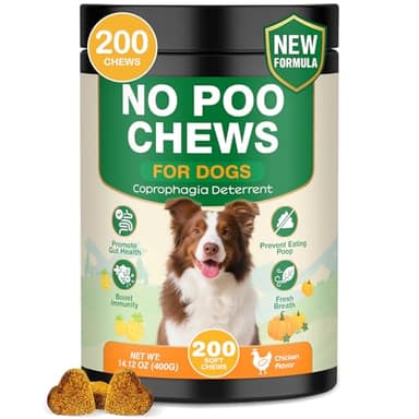 NEXZL 200 Chew No Poo Chews for Dogs-Coprophagia Stool Eating Deterrent-Stop Eating Poop for Canine- Dogs Poop Eat Deterrent Supplement with Probiotics&Digestive Enzymes Breath Aid Support-Chicken