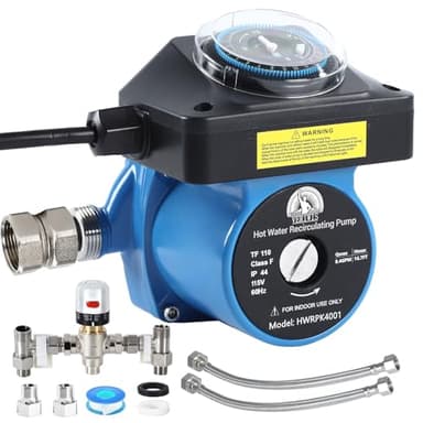 VERIWIS Instant Hot Water Recirculating Pump Kit for Tank Water Heater, Circulation Pump for House with 304 Stainless Steel Adjustable Bypass Valve and Timer, Replace 595916 0955805(3-Year Warranty)