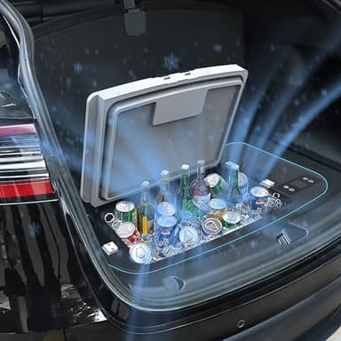 Car Refrigerator Model Y Trunk 35L App Control Fridge Huge, 12V Tesla Portable Fridge for Model Y 2020-2025, Car Freezer -7℉-50℉ for Travel Camping Road Trip(App Control)