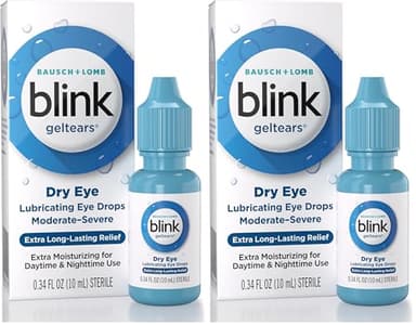BLINK GelTears Eye Drops for Dry Eyes, Gel Lubricating Eye Drops, Instantly Soothing, Moisturizing & Extra Long-Lasting Hydrating Eye Care for Moderate to Severe Dry Eye Symptom Relief, 0.34 fl oz