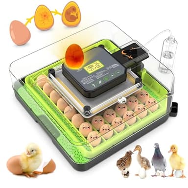 48 Egg Incubator for Hatching Eggs with Automatic Egg Turning, Temperature & Humidity Control, Egg Incubator with 360° View Window and Egg Candler, Incubator for Chicken, Duck, Quail Eggs