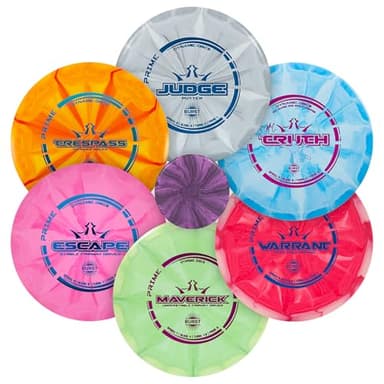 Dynamic Discs Prime Burst 6 Disc Golf Set | Includes Putter, 2X Midrange, 2X Fairway & Driver + Mini Marker | Disc Golf Accessories for Beginners | 170-176g | Beginner Pack for Amateurs