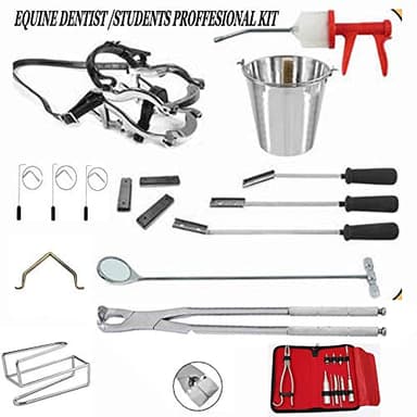 Equine Dental Kit Set Speculum, Forceps,Head Stand, Dental Picks, Syringe Equine