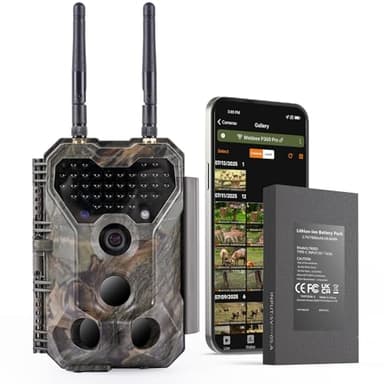Meidase P300 Pro (Non-Cellular) WiFi Trail Camera 2025 New, Dual-Antenna 165ft Range, 7800mAh Battery, 64MP Photos, 1296p HD Video, 0.1s Trigger, 100ft No Glow Night Vision, App Control