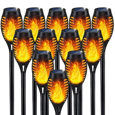 IkeeRuic Solar Flame Torch Lights for Outdoor Decoration, 12Pack Outdoor Lights Solar Powered Waterproof, LED Torches for Outside Decor, Luces Solares Outdoor Decorations for Yard Patio Garden Art