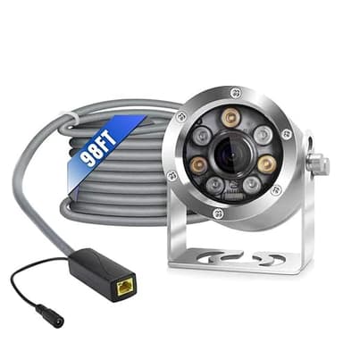 Barlus HD Aquarium POE Underwater IP Camera Marine Stainless Steel 2592 * 1944 CMOS 2.8mm Lens with Light IP68 Waterproof Camera with 98ft Cable