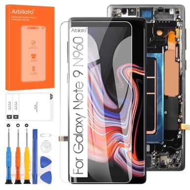 OLED Screen for Samsung Galaxy Note 9 Screen Replacement for Samsung N960 LCD Screen SM-N960F,SM-N960U Touch Display Digitizer Assembly Repair Parts with Frame(Black with FigerPrint Function)