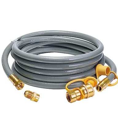 CALPOSE 15 Feet 1/2 inch ID Natural Gas Grill Hose with Quick Connect Fittings, Natural Gas Line for Grill, Pizza Oven, Heater and More Low Pressure Appliance(3/4” OD, NOT 3/8”)