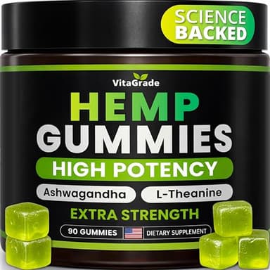 Hemp Gummies - Extra Strength for Peace & Relaxation - Infused with Hemp Oil, Ashwagandha, L-Theanine - Tasty Relaxation Supplement - Natural Relief - 90 Ct - Formulated in USA