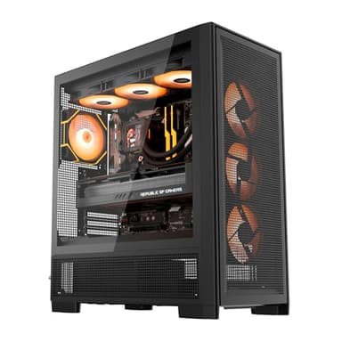 darkFlash AIR NOVA Full Tower E-ATX PC Case, Six-Sided Ventilated Gaming Case, Up to 420mm Radiator, Vertical GPU Mount, Back Connect, Type C, High Airflow, 7 x PWM ARGB Fans Included (Black)