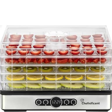 Chefnificent Food Dehydrator DryPro 400 Machine with 5 Adjustable Trays, Rapid 4 Hour Drying, BPA Free Fruit Dryer for Jerky, Herbs, Mushrooms, Freeze Dryer Alternative for Healthy Snack