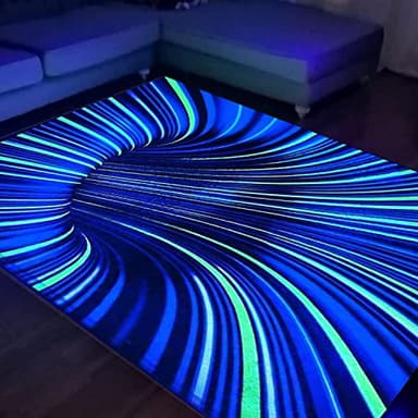SEBKQ Optical Illusion Area Rug Black Light,Large UV Reactive 3D Vortex Non-Slip Carpet,Suitable for Living Room Bedroom Decorative Rug 70in×47in×0.4in(Green)