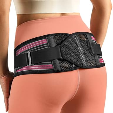 Fitomo X-Shape Hip Brace - SI Joint & Sacroiliac Support Belt for Sciatica Pain Relief, Postpartum Recovery, Pelvic Stabilization - Breathable Two-Panel Design with 4 Silicone strips (Adjustable, L)