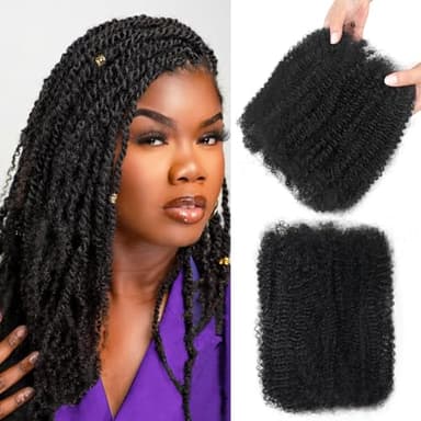 Dilekay Afro Kinkys Bulk Human Hair 2 Bundles 100g 4C Afro Kinky-Curly Human Hair Bulk for Mini Twist Dreadlock Extensions Locs Repair Soft Kinky Human Braiding Hair 18 Inch Natural Black