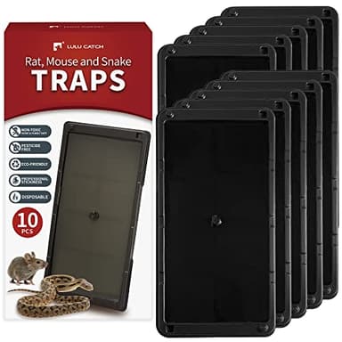 LULUCATCH Super Glue Traps 10 Pack for Mice & Snakes, Larger, Heavier Sticky Traps with Non-Toxic Glue. Sticky Mouse Traps Indoor, Easy to Set, Pet Safe Pest Control