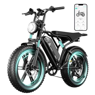 TST Electric Bike for Adults 1500W Peak 20" Fat Tire All-Terrain E-Bike 60 Miles 28MPH Electric Dirt Bike for Road Sand Mountain Snow - 48V 15AH Battery Powered Electric Motorcycle for Adventure