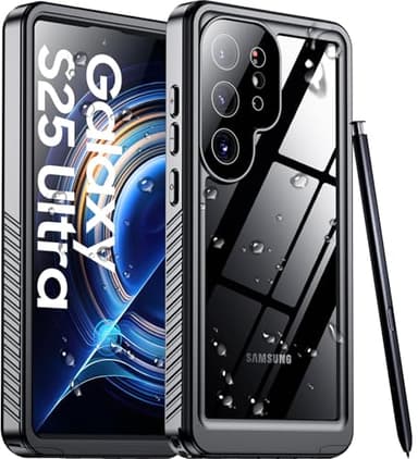 Temdan Designed for Samsung Galaxy S25 Ultra Case Waterproof, Built-in Lens & Screen Protector Military Grade Shockproof Dropproof IP68 Underwater Full Body Phone Case for Galaxy S25 Ultra 6.9"-Black