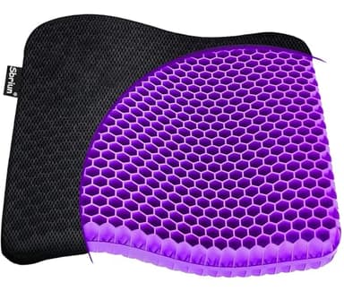 Gel Seat Cushion - Enhanced Double Thick Egg Seat Cushion with Non-Slip Cover - Office Chair Car Seat Cushion - Sciatica & Back Pain Relief - Perfect for Office Chair Car Wheelchair Travel