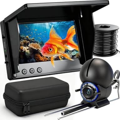 Fishing Camera, 220° Ultra-Wide 1080P HD Underwater Fishing Camera with 4.3" LCD & IR Night Vision, 50ft Cable for Ice Lake Boat Kayak Fishing (Black)