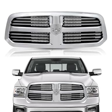 TUSDAR OE Sport Grill Horizontal Billet Bars Front Bumper Grill Compatible With 2013-2018 Dodge RAM 1500 (W/O Light) Chrome