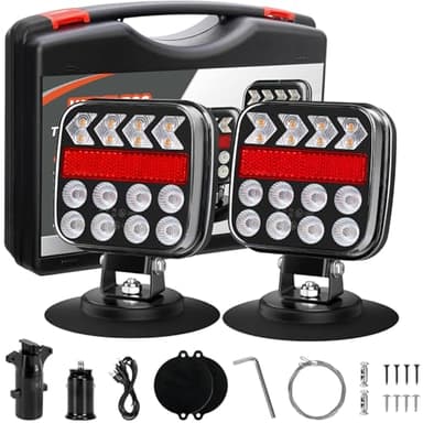 ZUNAICE Wireless Trailer Lights, Adjustable Magnetic LED Trailer Lights with Reflectors, Rechargeable Tow Tail Light Kit for Trucks, Boats, RVs, Campers, IP67 Waterproof