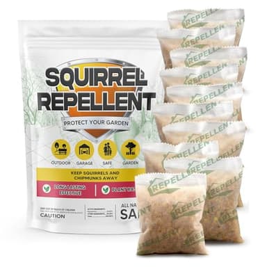 AUDQQM Squirrel Repellent Pouches, Outdoor Chipmunk Repellent, Deterrent for Squirrels & Chipmunks, Keep Squirrels Away with 120 Sq Ft Protection-10 Pouches