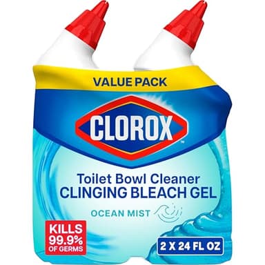 CLOROX Toilet Bowl Cleaner Clinging Bleach Gel, Ocean Mist, 24 Fl Oz, Pack of 2 (Package May Vary)